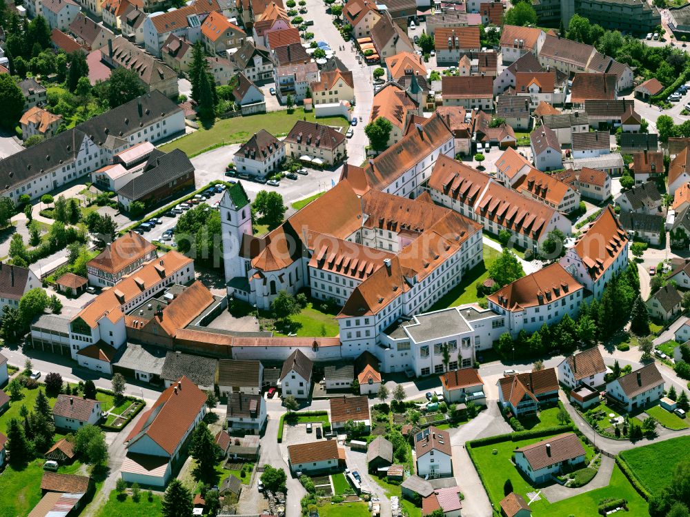 Bad Buchau from above - Hospital grounds of the rehabilitation center Schlossklinik Bad Buchau in Bad Buchau in the state Baden-Wuerttemberg, Germany