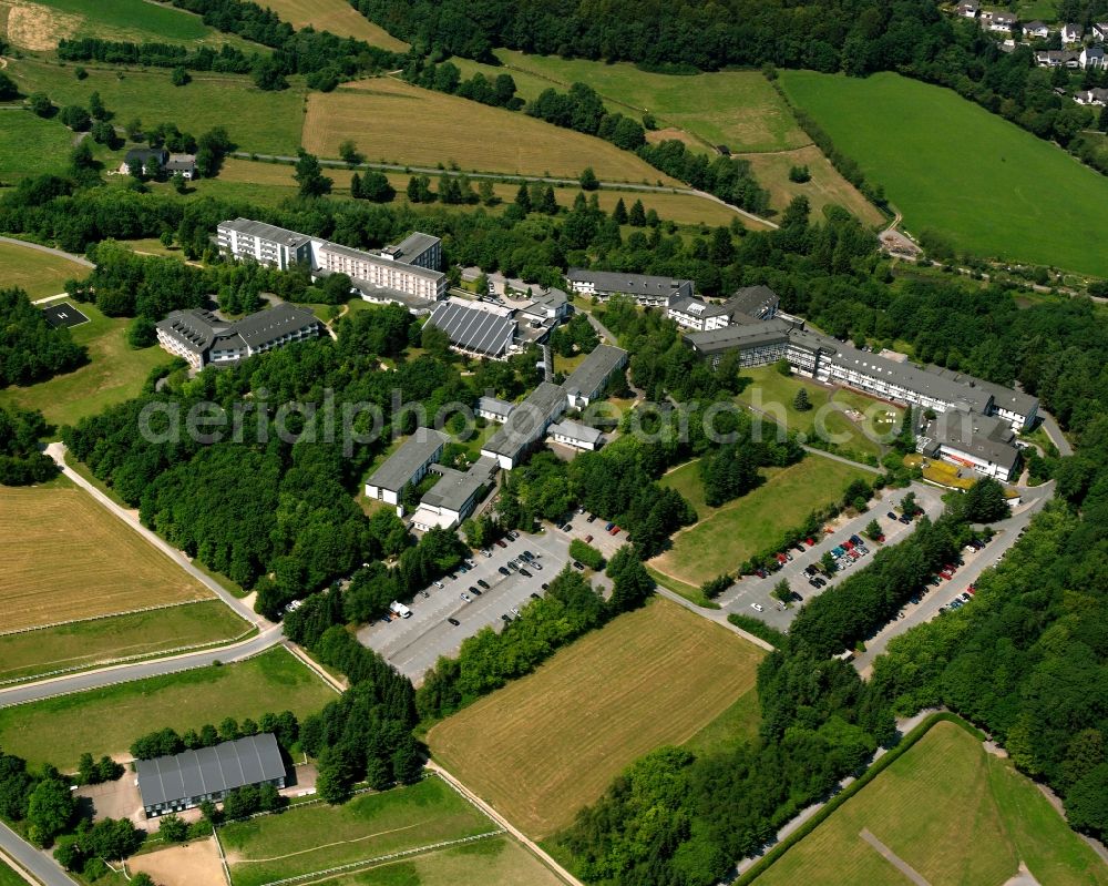 Aerial image Bad Berleburg - Hospital grounds of the rehabilitation center VAMED Rehaklinik Bad Berleburg in Bad Berleburg at Siegerland in the state North Rhine-Westphalia, Germany