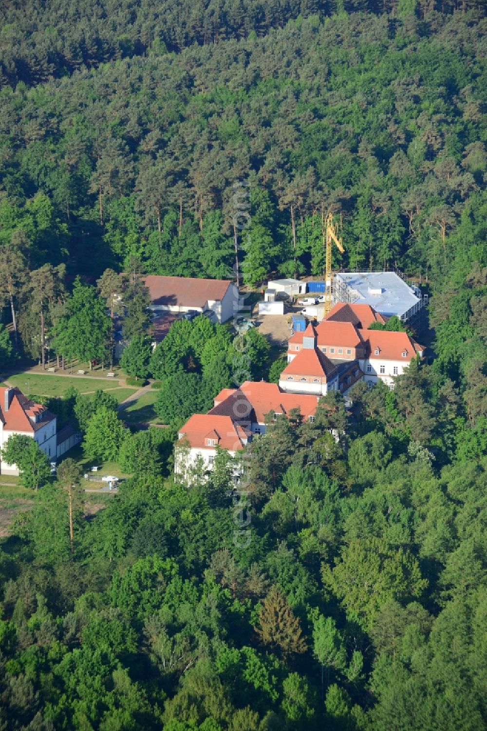 Lindow (Mark) from above - Clinic of the hospital grounds Salus Clinic Lindow (Mark) in the state Brandenburg