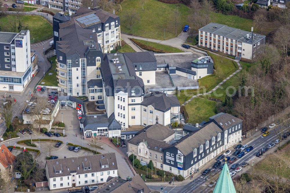 Aerial photograph Werden - Hospital grounds of the Clinic Sankt Josef Essen-Werden in Werden in the state North Rhine-Westphalia, Germany