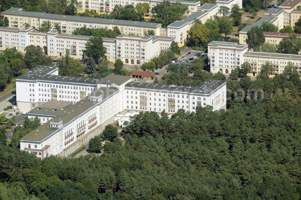 Eisenhüttenstadt from the bird's eye view: Clinic of the hospital grounds Staedtisches Krankenhaus in Eisenhuettenstadt in the state Brandenburg