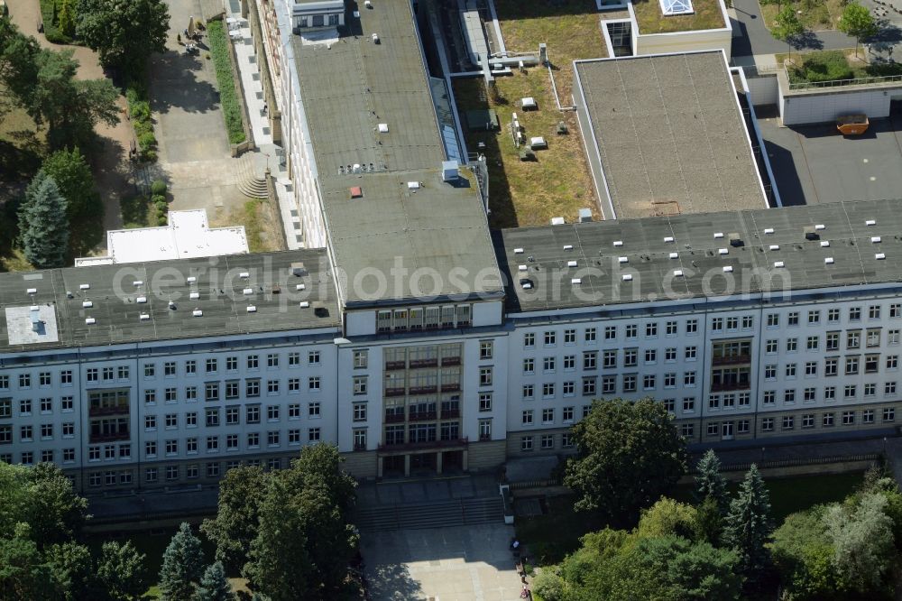 Eisenhüttenstadt from the bird's eye view: Clinic of the hospital grounds Staedtisches Krankenhaus in Eisenhuettenstadt in the state Brandenburg