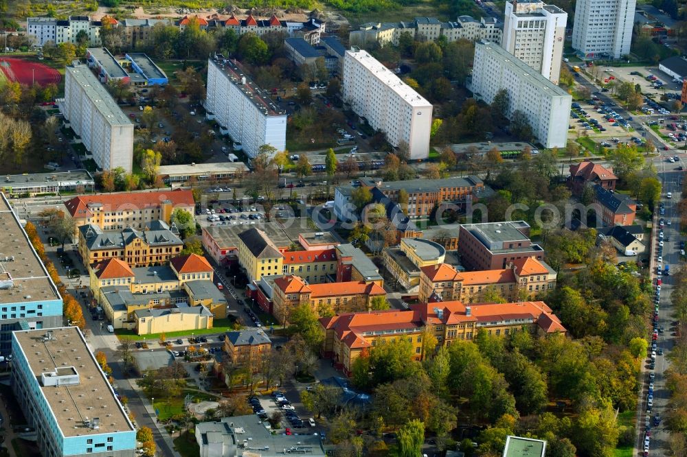 Aerial image Magdeburg - Hospital grounds of the Clinic Universitaetsklinikum in Magdeburg in the state Saxony-Anhalt, Germany