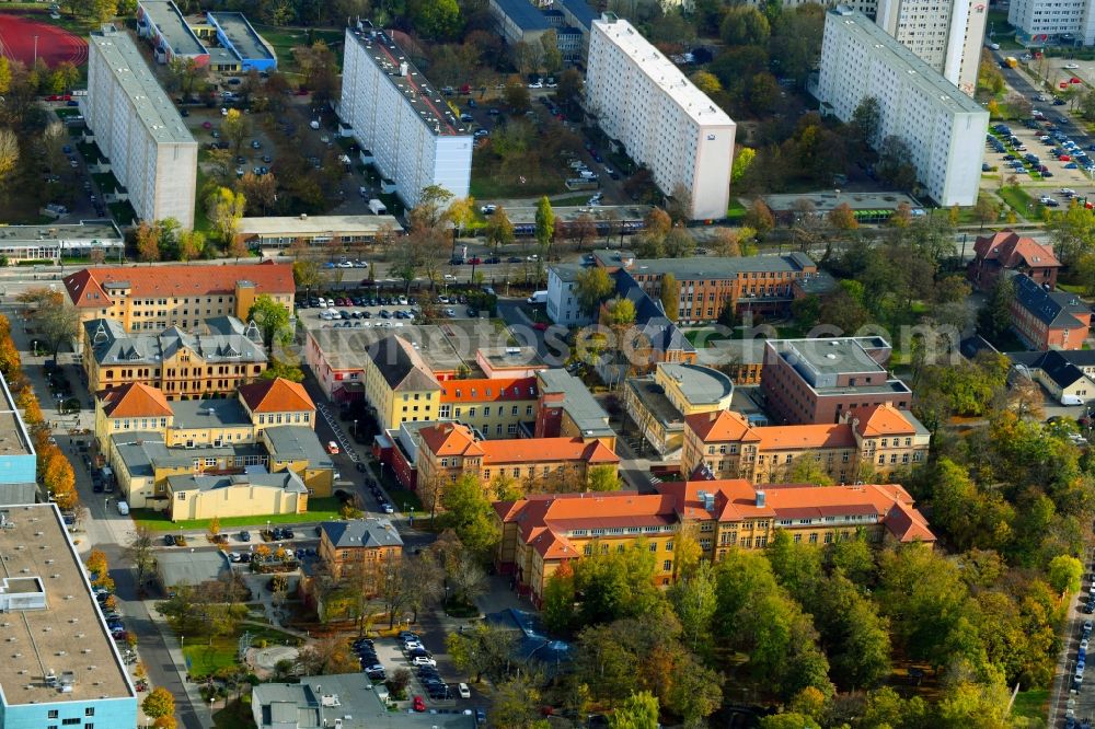 Aerial photograph Magdeburg - Hospital grounds of the Clinic Universitaetsklinikum in Magdeburg in the state Saxony-Anhalt, Germany