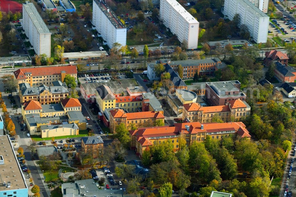 Magdeburg from above - Hospital grounds of the Clinic Universitaetsklinikum in Magdeburg in the state Saxony-Anhalt, Germany