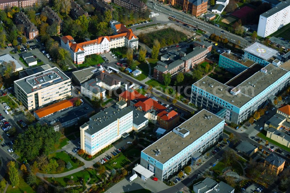 Aerial photograph Magdeburg - Hospital grounds of the Clinic Universitaetsklinikum in Magdeburg in the state Saxony-Anhalt, Germany