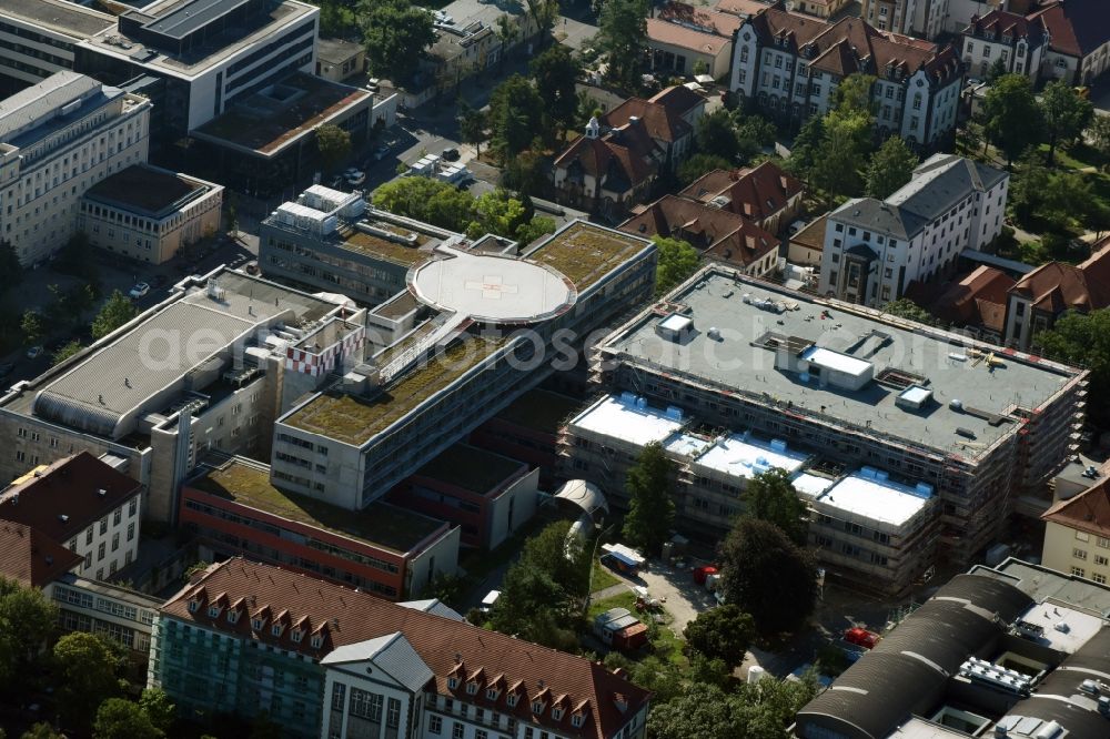 Aerial image Dresden - Hospital grounds of the Universitaetsklinikum Carl Gustav Carus with the surgical centre in Dresden in the state Saxony