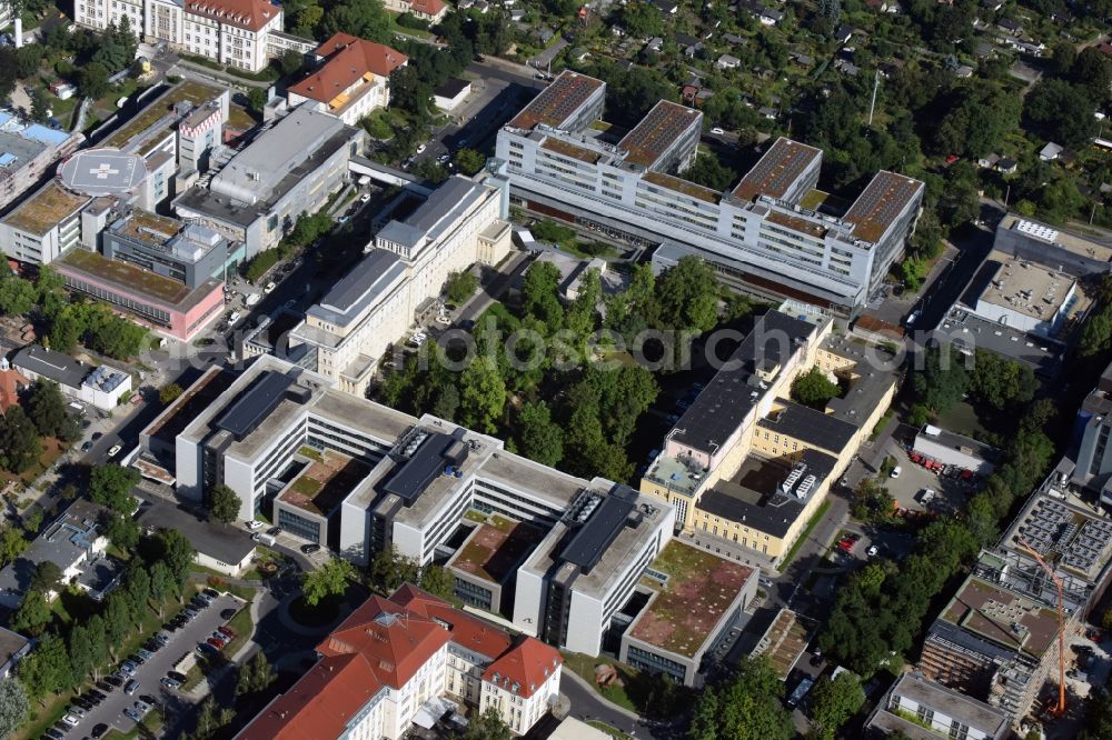 Aerial photograph Dresden - Hospital grounds of the Universitaetsklinikum Carl Gustav Carus Dresden in Dresden in the state Saxony