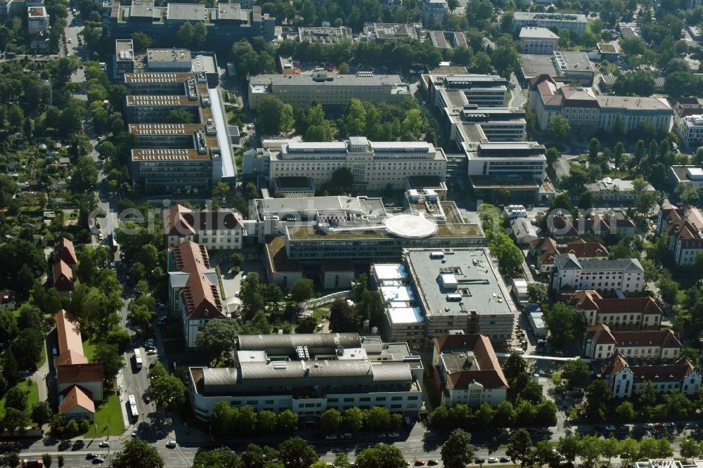 Aerial photograph Dresden - Hospital grounds of the Universitaetsklinikum Carl Gustav Carus Dresden in Dresden in the state Saxony