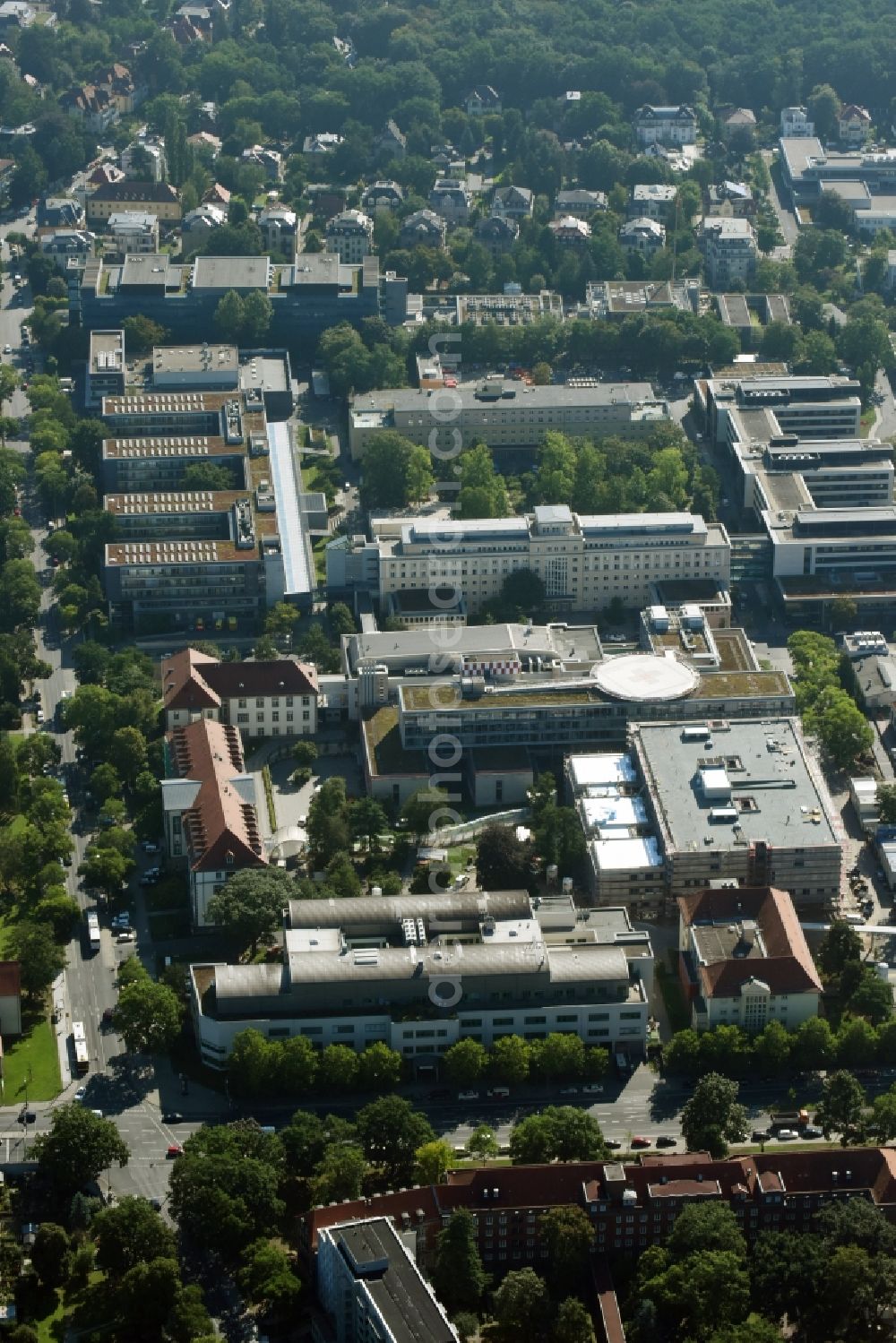 Dresden from above - Hospital grounds of the Universitaetsklinikum Carl Gustav Carus Dresden in Dresden in the state Saxony