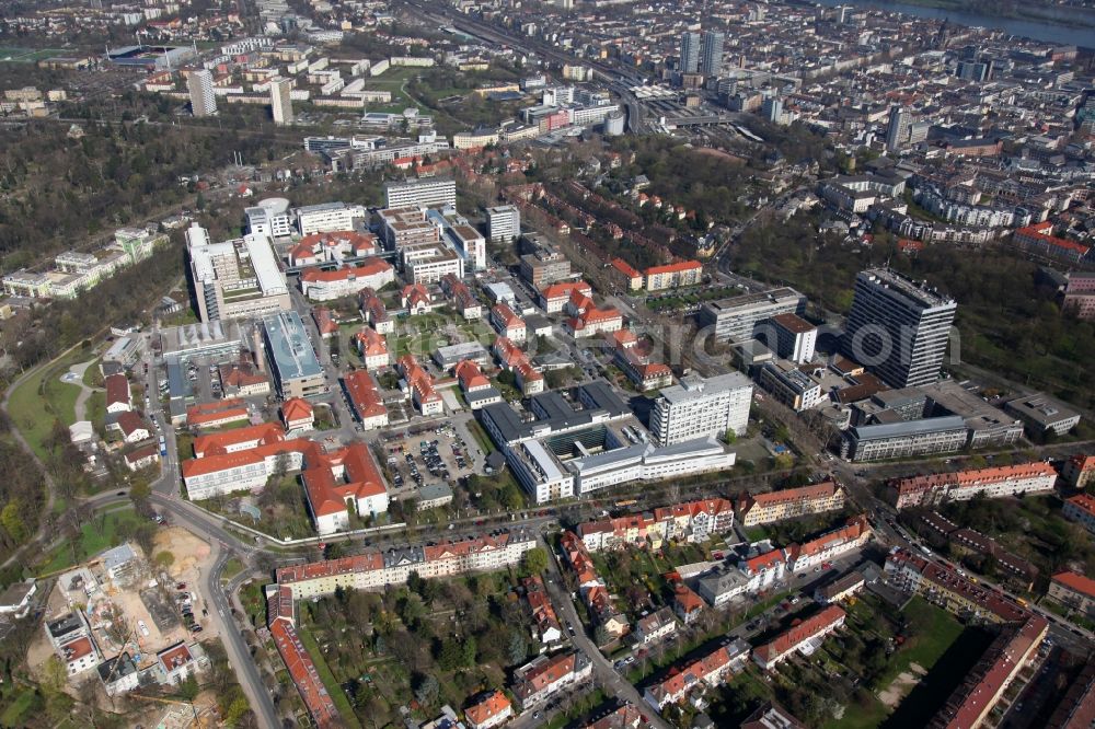 Aerial photograph Mainz - Hospital grounds of the University Medical Center of Johannes Gutenberg University in Mainz in Rhineland-Palatinate