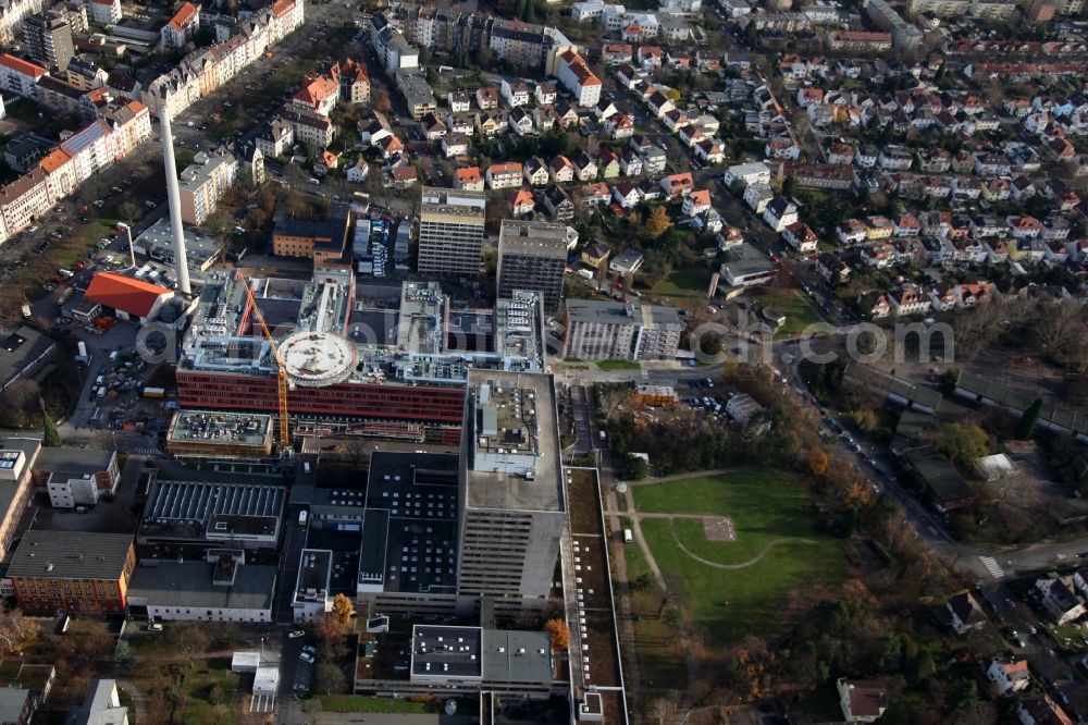 Aerial image Offenbach am Main - Hospital Offenbach with adjacent residential areas along the Starkenburgring in Offenbach am Main in Hesse