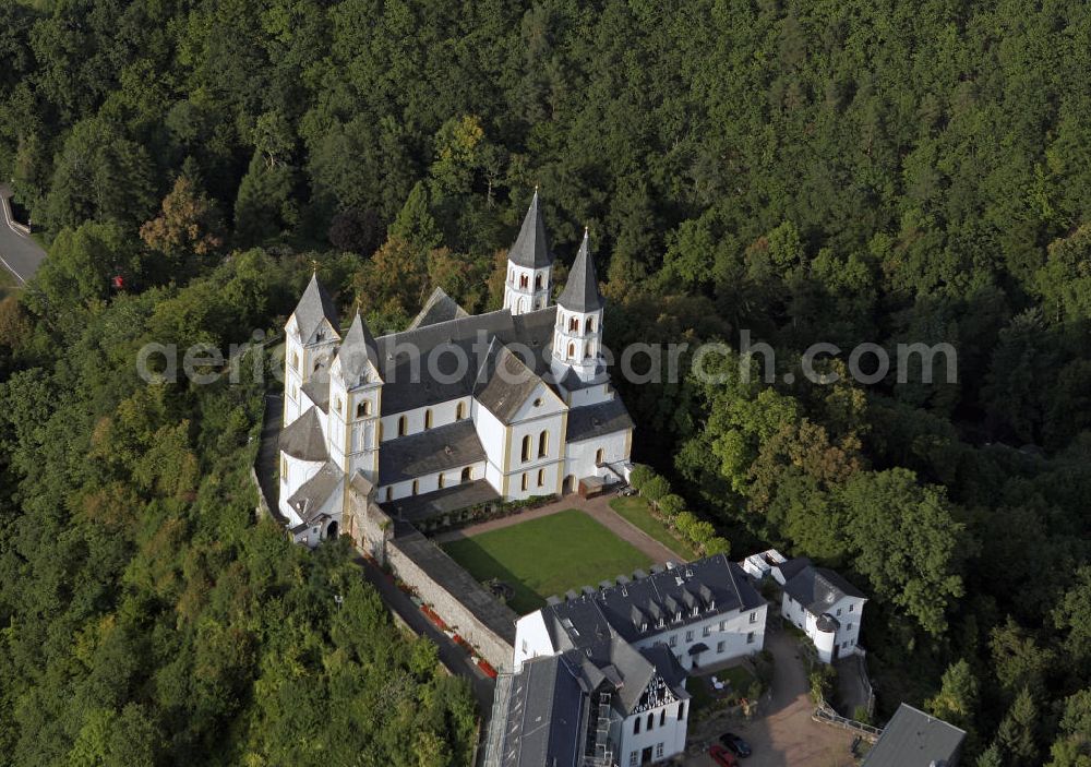 Aerial photograph Weinahr - Blick auf das Kloster Arnstein an der Lahn. Die ehemalige Abtei ist heute Kloster und Jugendbegegnungsstätte der Arnsteiner Patres. View of the monastery Arnstein.