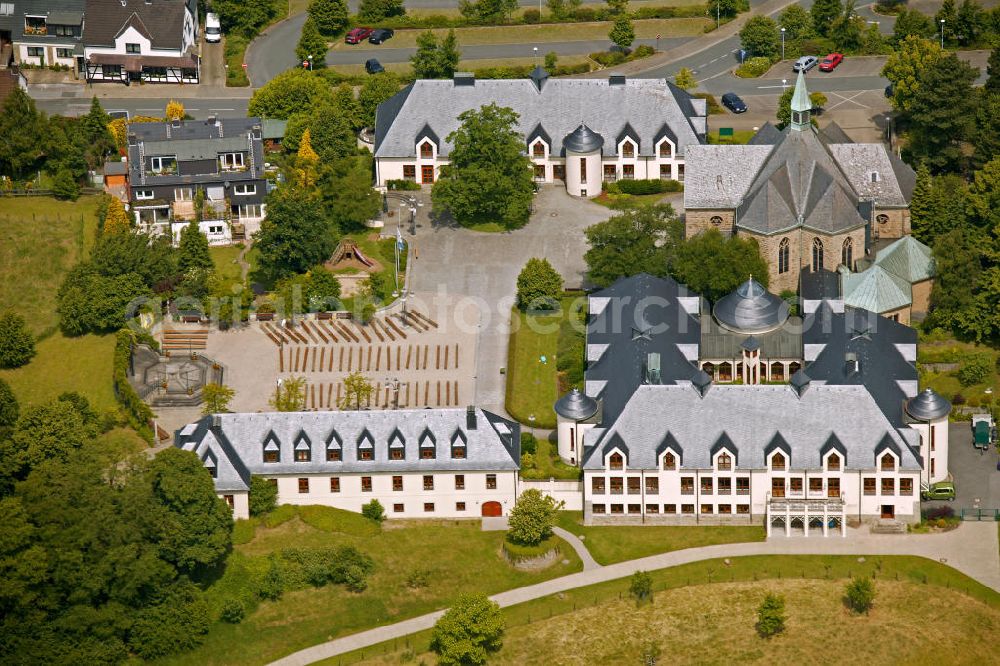 Aerial photograph Bochum - Blick auf das Zisterzienser Kloster Mönche Kirche.