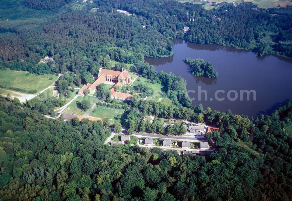 Chorin from above - Kloster Chorin am Amtssee im Brandenburger Landkreis Barnim. Monastery Chorin at the lake Amtssee in Brandenburg.