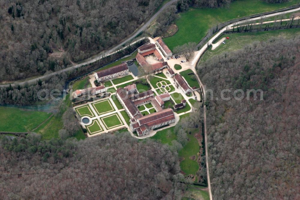 Marmagne from the bird's eye view: View the Fontenay Abbey in Marmagne in France