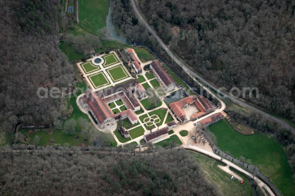 Aerial image Marmagne - View the Fontenay Abbey in Marmagne in France