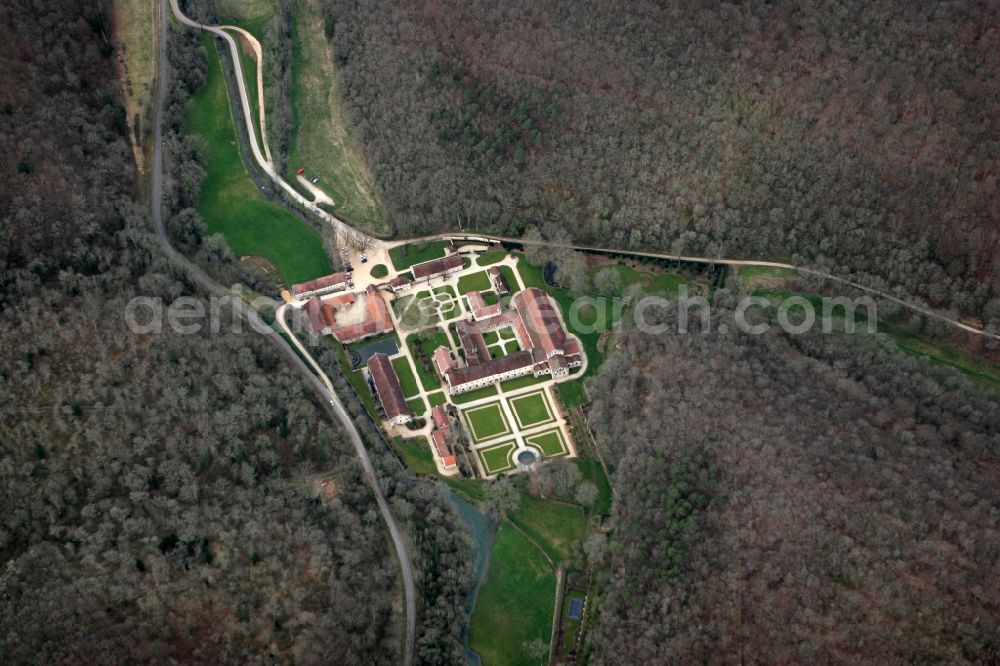 Aerial image Marmagne - View the Fontenay Abbey in Marmagne in France