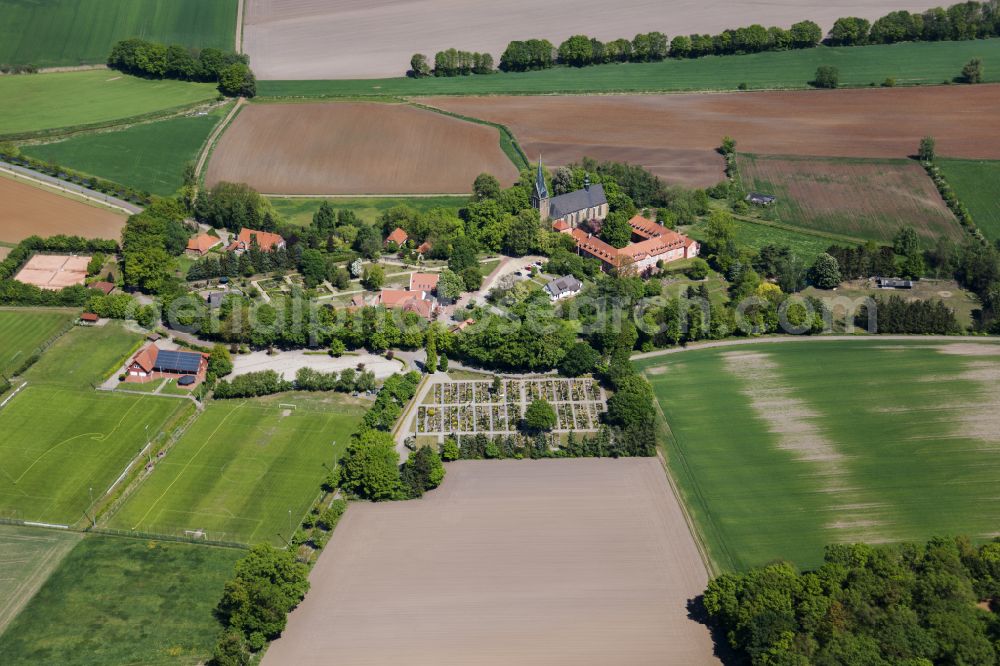 Rieste from above - Complex of buildings of the monastery Franziskaner-Minoriten Kloster on street Lage in Rieste in the state Lower Saxony, Germany