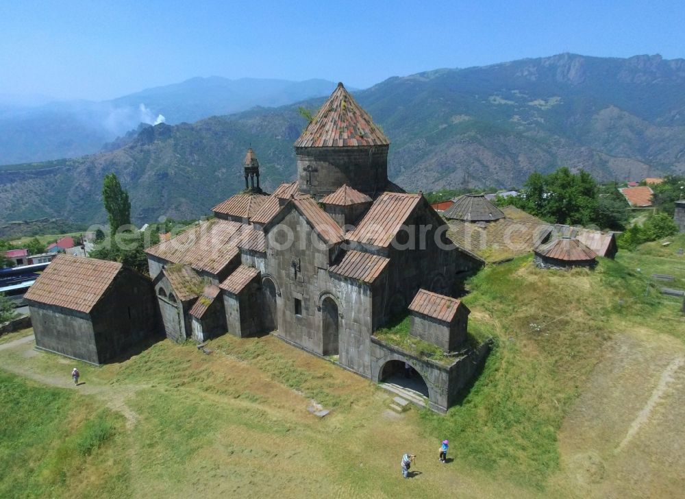 Aerial image Haghpat - View of the monastery Haghbat on the monastery street near Alawerdi, Lori Province, Armenia