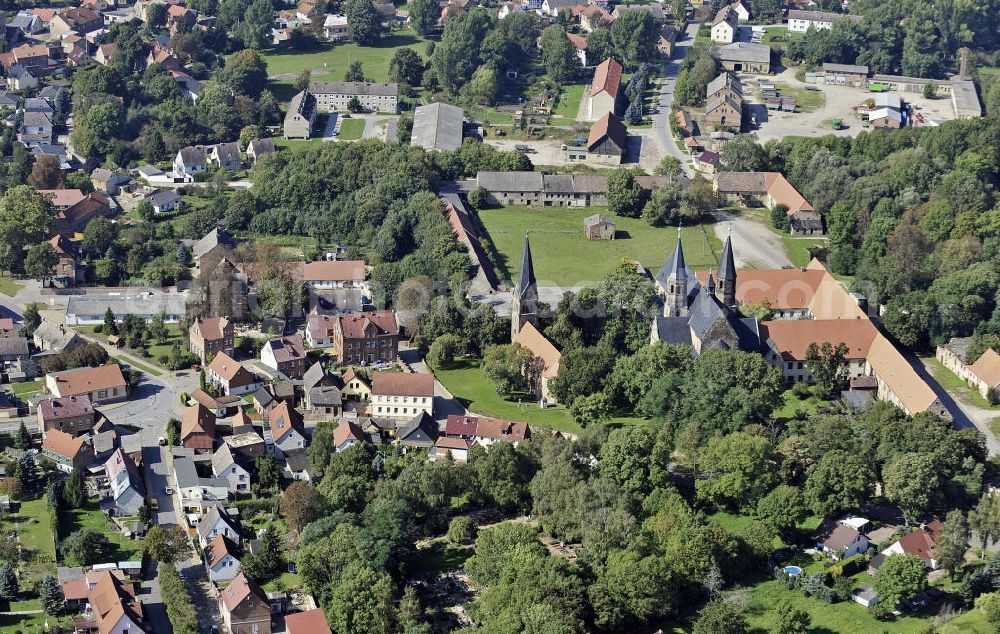 Hamersleben from the bird's eye view: Das Kloster Hamersleben, ein ehemaliges Augustiner-Chorherrenstift im Bistum Halberstadt, gehört heute zum Bistum Magdeburg und liegt in Sachsen-Anhalt an der Straße der Romanik. The monastery Hamersleben, a former Augustinian monastery in the diocese of Halberstadt. It located on the Romanesque Road.