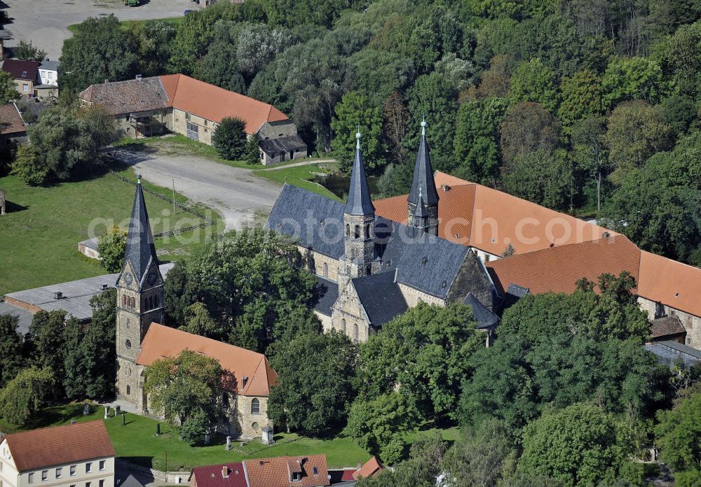 Hamersleben from above - Das Kloster Hamersleben, ein ehemaliges Augustiner-Chorherrenstift im Bistum Halberstadt, gehört heute zum Bistum Magdeburg und liegt in Sachsen-Anhalt an der Straße der Romanik. The monastery Hamersleben, a former Augustinian monastery in the diocese of Halberstadt. It located on the Romanesque Road.