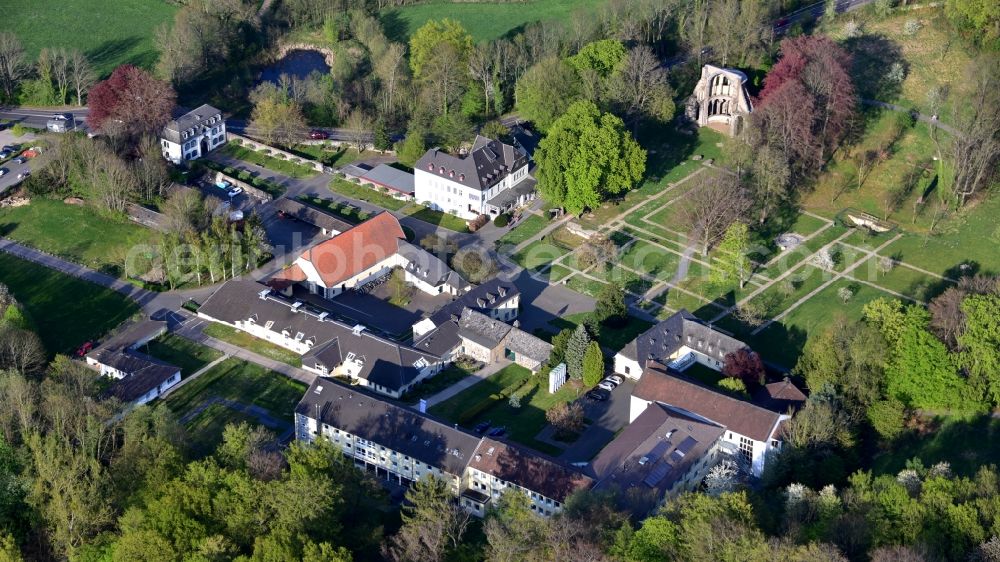 Königswinter from above - Heisterbach Monastery with ruins of a monastery in Koenigswinter in the state North Rhine-Westphalia, Germany