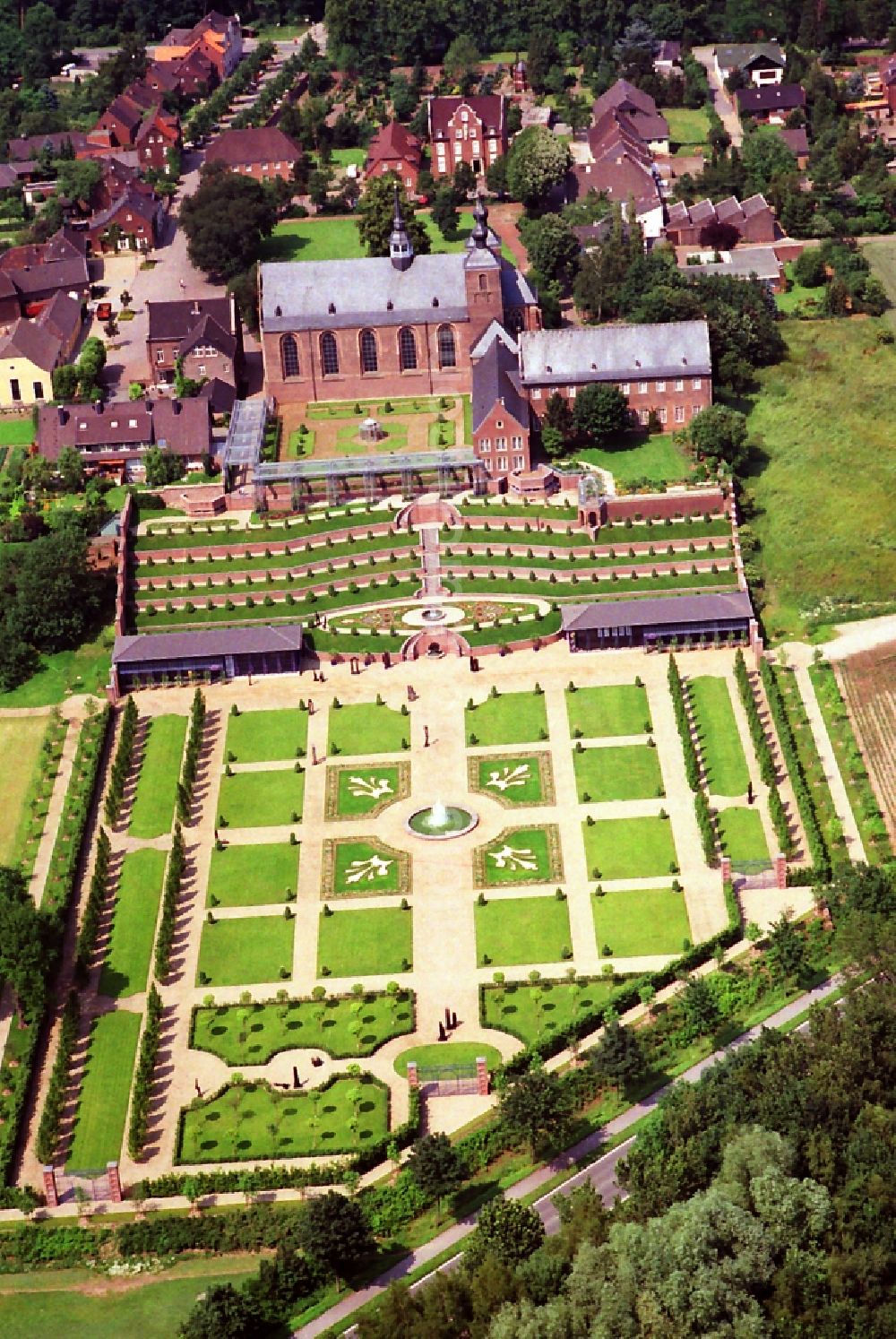 Kamp-Lintfort from the bird's eye view: Kamp Monastery in Kamp-Lintfort in North Rhine-Westphalia is the first Cistercian monastery German-speaking region