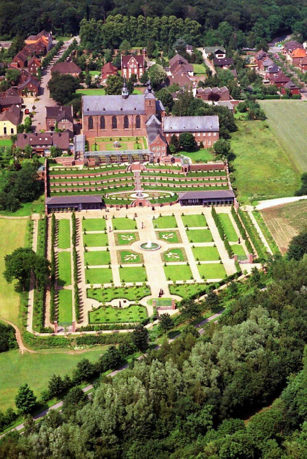 Aerial image Kamp-Lintfort - Kamp Monastery in Kamp-Lintfort in North Rhine-Westphalia is the first Cistercian monastery German-speaking region