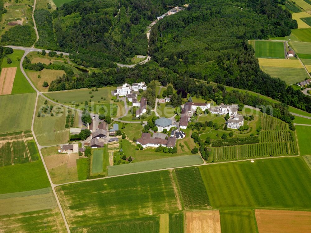 Aerial image Eckenweiler - The Monastery of Our Lady's Church at corner of the hamlet is situated a bit outside of town at a forest edge. The facility consists of a large number of buildings that are used in many ways since 1952