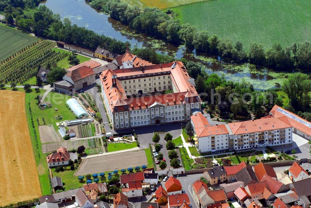 Aerial image Heidenfeld - Blick auf das Kloster Maria Hilf in Röthlein OT Heidenfeld. Es entstand im Mittelalter. Heute leben dort ca. 130 Nonnen. 1975 wurde ein Pflegeheim angebaut. Kontakt: Kloster Maria Hilf, Klosterstr. 13, 97520 Röthlein-Heidenfeld