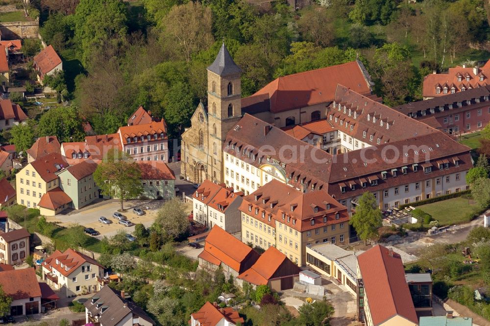 Bamberg from above - View at the monastery of St. Mary and St. Theodore at the Kaulberg in Bamberg in the federal state of Bavaria. The Carmelite Monastery is part of the Archdiocese of Bamberg