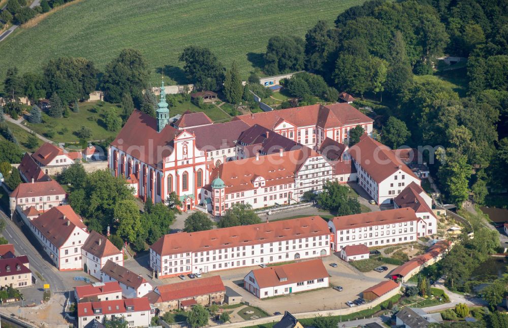 Panschwitz-Kuckau from above - Complex of buildings of the monastery St. Marienstern on street Cisinskistrasse in Panschwitz-Kuckau in the state Saxony, Germany