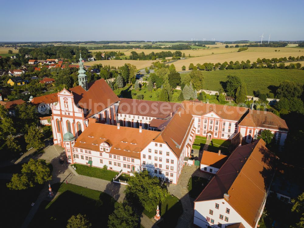 Panschwitz-Kuckau from above - Complex of buildings of the monastery St. Marienstern on street Cisinskistrasse in Panschwitz-Kuckau in the state Saxony, Germany