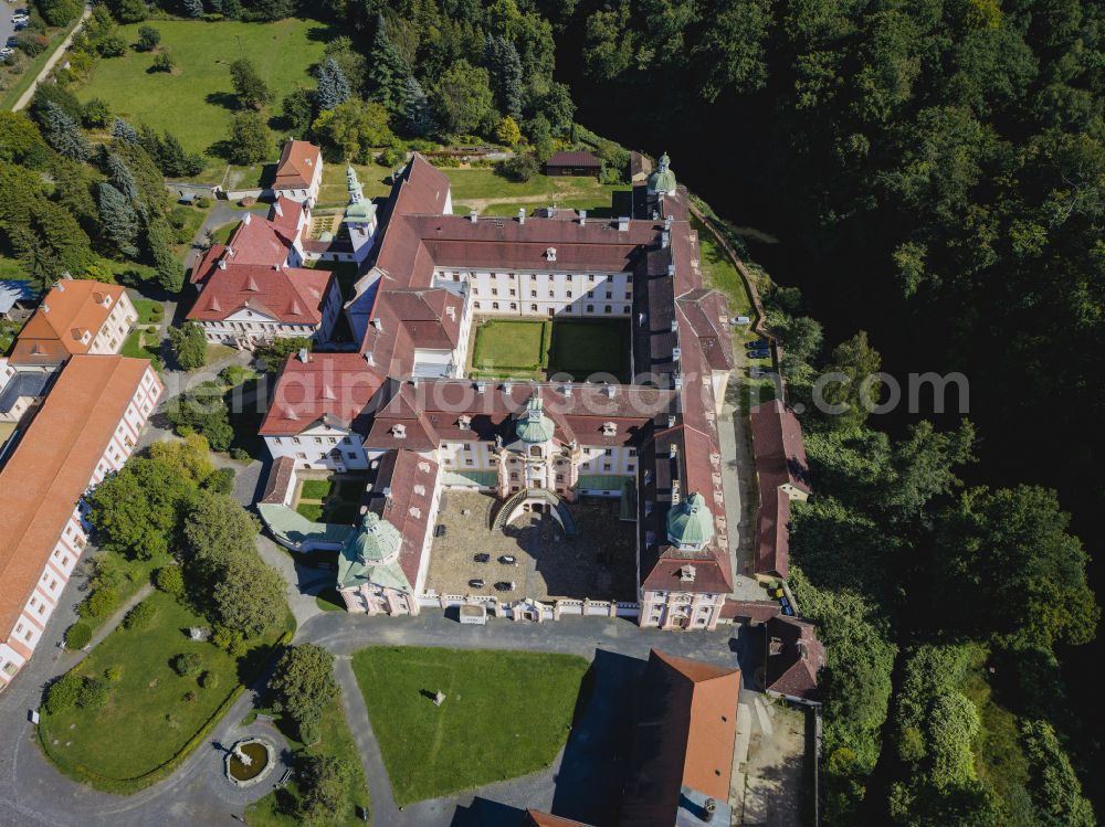 Aerial image Panschwitz-Kuckau - Complex of buildings of the monastery St. Marienstern on street Cisinskistrasse in Panschwitz-Kuckau in the state Saxony, Germany