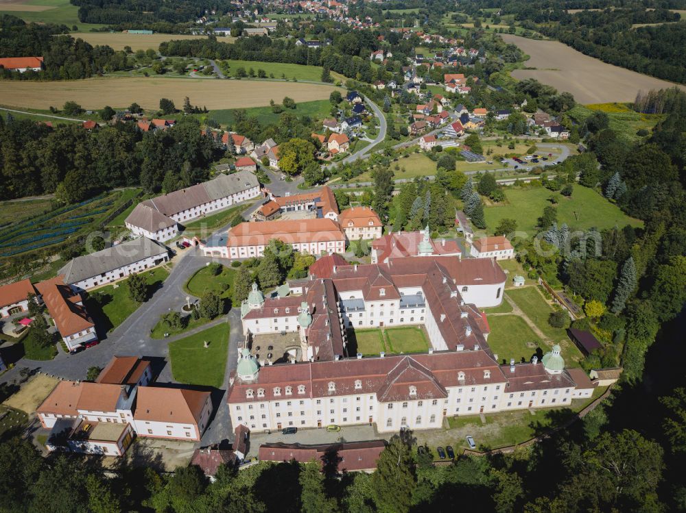 Panschwitz-Kuckau from above - Complex of buildings of the monastery St. Marienstern on street Cisinskistrasse in Panschwitz-Kuckau in the state Saxony, Germany