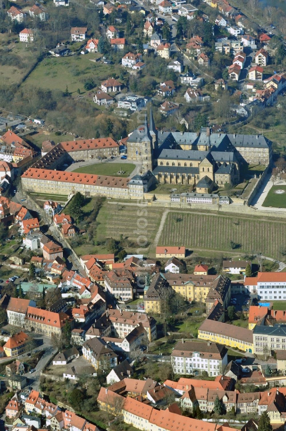 Aerial photograph Bamberg - Michel monastery mountain is a former Benedictine monastery in Bamberg in the state Bavaria