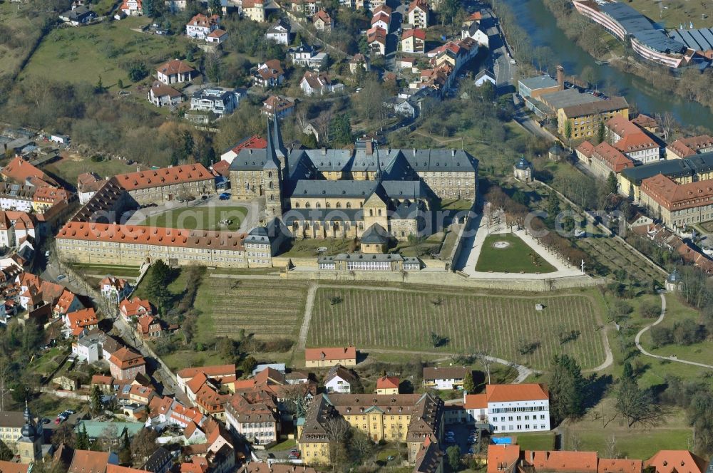 Bamberg from above - Michel monastery mountain is a former Benedictine monastery in Bamberg in the state Bavaria