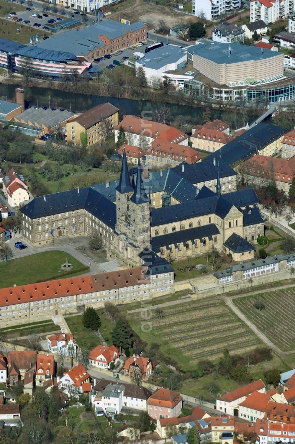 Aerial image Bamberg - Michel monastery mountain is a former Benedictine monastery in Bamberg in the state Bavaria