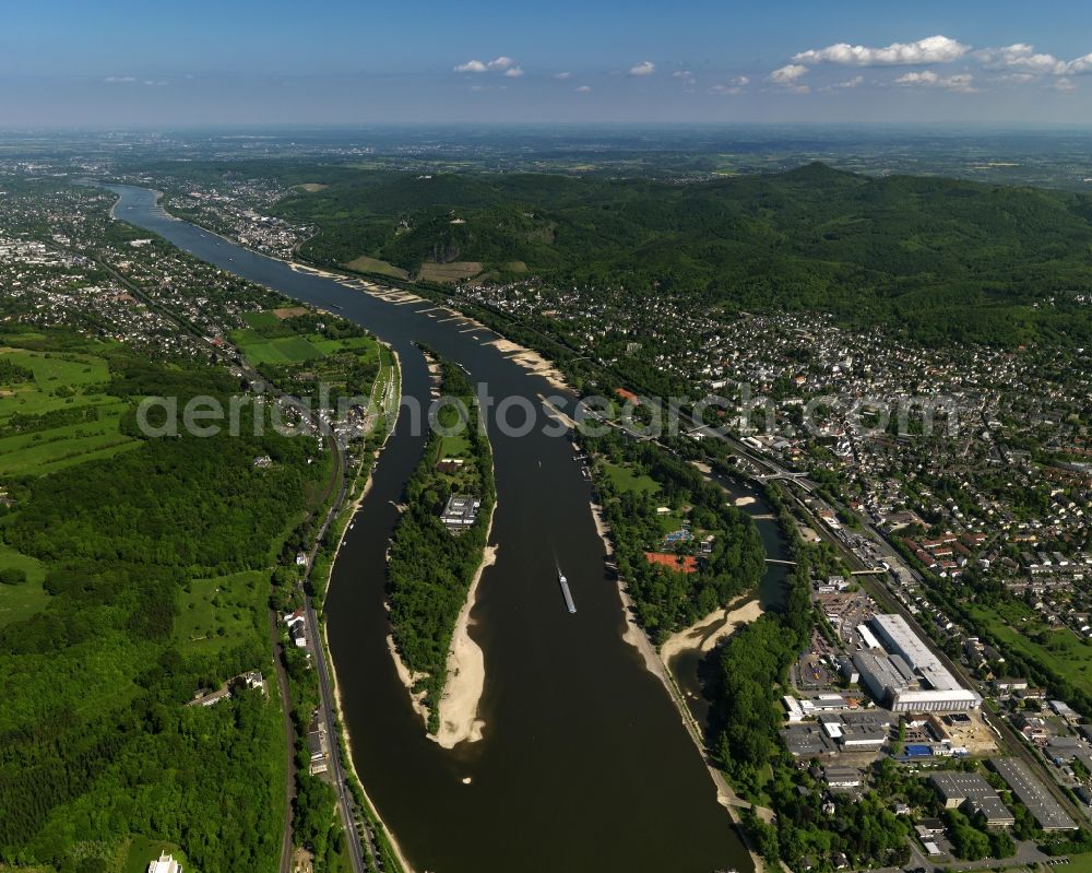 Remagen from above - Monastery Nonnenwerth in Remagen in Rhineland-Palatinate