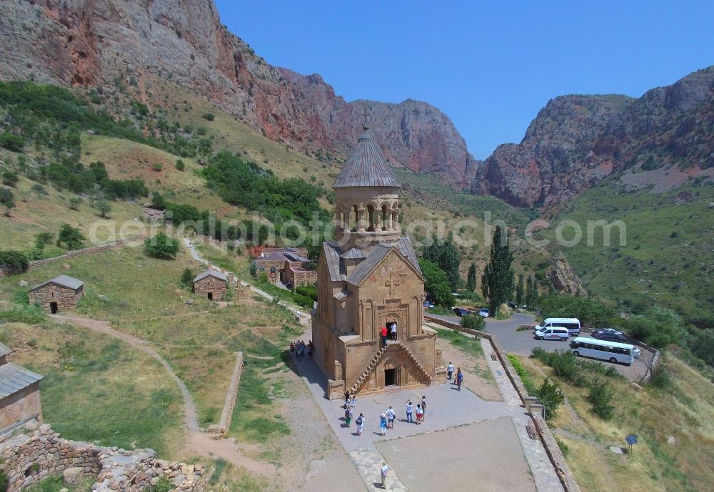 Aerial image Vayots Dzor - View of the monastery Noravankh in the Vayots Dzor Province, Armenia