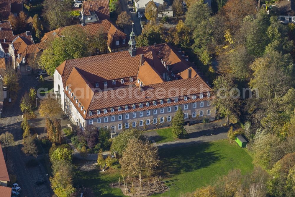 Rietberg from above - Monastery Rietberg Monastery Church St. Catherine in Rietberg in the state of North Rhine-Westphalia