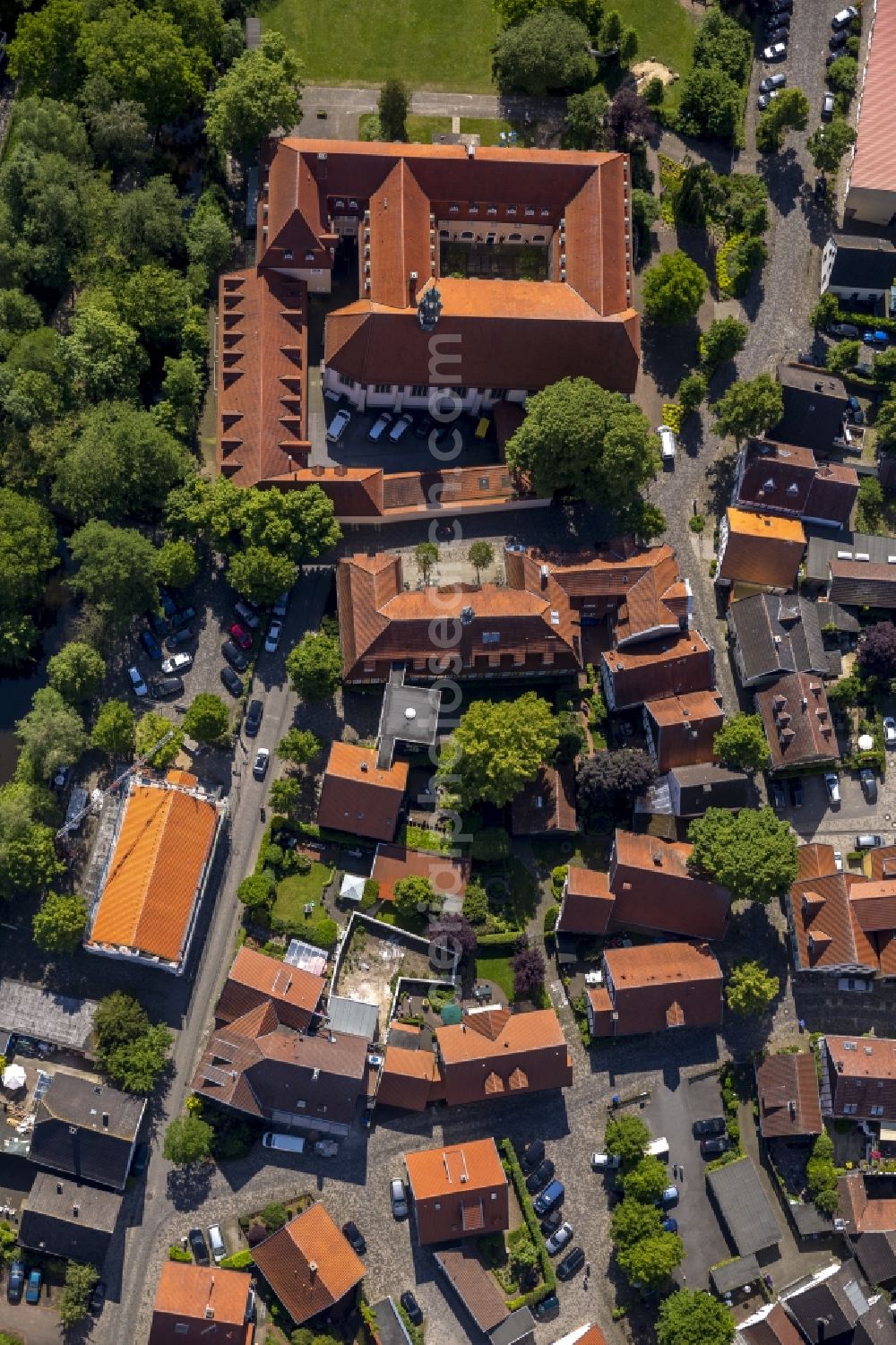 Aerial image Rietberg - The former Franciscan monastery on the Ems in Rietberg in the Klosterstrasse in the state North Rhine-Westphalia