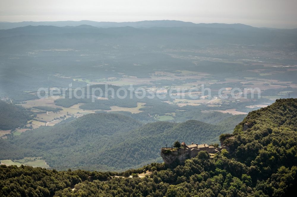 Sant Marti de Llemena from the bird's eye view: View of the abbey Rocacorba in Sant Marti de Llemena in the Province of Girona in Spain