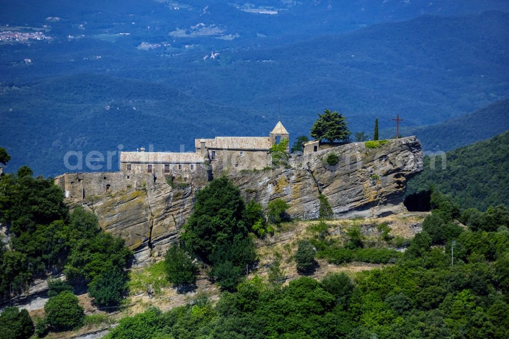 Aerial image Sant Marti de Llemena - View of the abbey Rocacorba in Sant Marti de Llemena in the Province of Girona in Spain