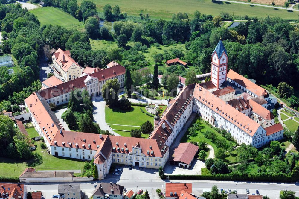 Aerial image Scheyern - Das Kloster Scheyern an der Schyrenstraße in Scheyern, Bayern. Die Abtei gehört der Bayerischen Benediktinerkongregation an. Papst Benedikt XVI besuchte zu seinen Kardinalszeiten oft dieses Kloster, da er die Ruhe dort schätzte. The Scheyern Abbey at the street Schyrenstrasse in Scheyern, Bavaria. The priory is a house of the Benedictine Order. Pope Benedikt XVI often visited the place in his times as a cardinal, he appreciated the silence there.