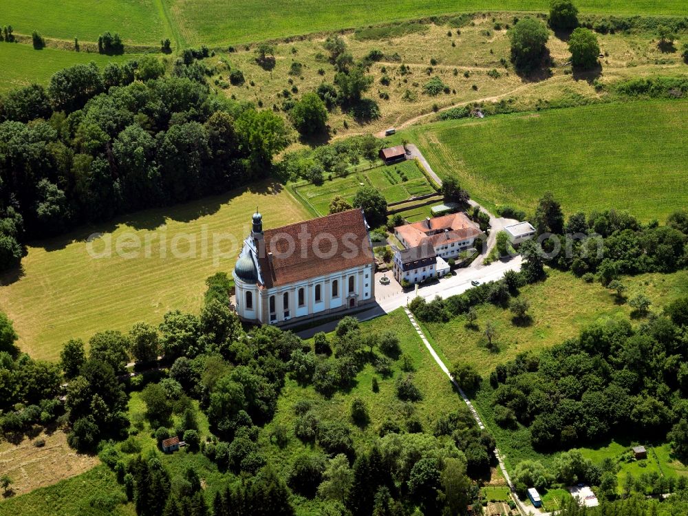 Rottenburg from above - The monastery is a sanctuary Weggental of the Franciscan Order. The church is located outside of town, nestled between meadows and fields. The sanctuary is still in active use