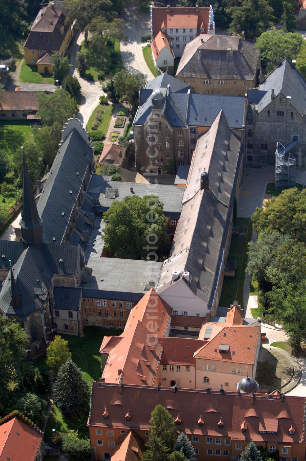 Schulpforte from above - Strasse der Romanik: Die Landesschule Pforta in Schulpforte ist ein Internatsgymnasium, war jedoch ursprünglich ein Kloster. Anschrift / Kontakt: Landesschule Pforta, Schulstraße 12, D-06628 Schulpfort, Deutschland; Tel.: ++49 - (0)34463 / 35 171 (Sekretariat, Fr. Keller); Fax: ++49 - (0)34463 / 26839; E-Mail: info@landesschule-pforta.de