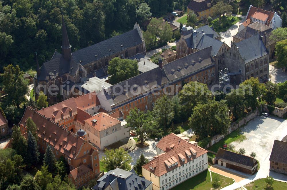 Aerial image Schulpforte - Strasse der Romanik: Die Landesschule Pforta in Schulpforte ist ein Internatsgymnasium, war jedoch ursprünglich ein Kloster. Anschrift / Kontakt: Landesschule Pforta, Schulstraße 12, D-06628 Schulpfort, Deutschland; Tel.: ++49 - (0)34463 / 35 171 (Sekretariat, Fr. Keller); Fax: ++49 - (0)34463 / 26839; E-Mail: info@landesschule-pforta.de