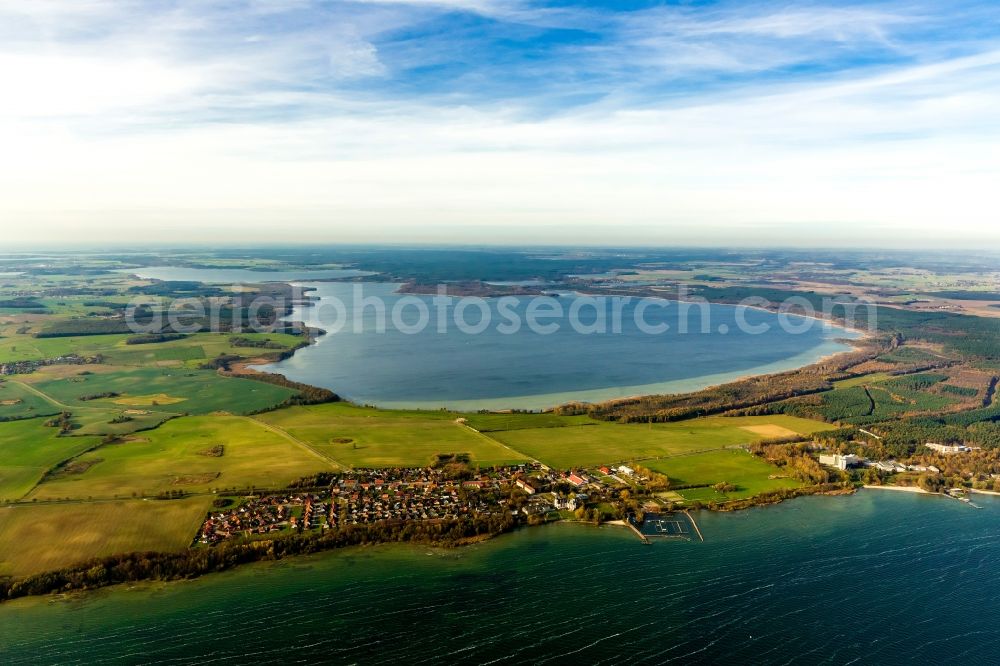 Klink from above - View of the lake Koelpinsee near Klink in the state Mecklenburg-West Pomerania